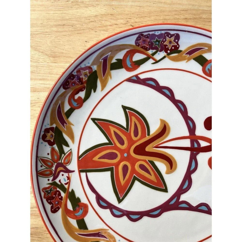 DAVID TUTERA ENTERTAINING PASSION DINNER PLATE COLORFUL FLOWERS & DESIGNS